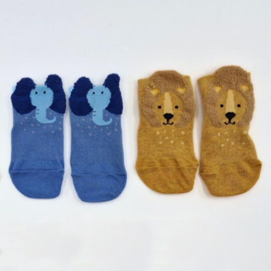 Meias ATTISOCKS Foot Shaped Elefante+Leão (Antiderrapantes)